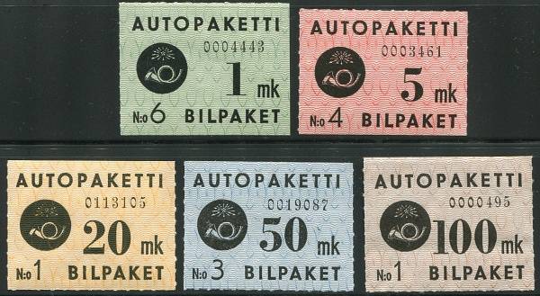 (1949) č. 1 - 5 ** / *- Finsko - Autopošta
