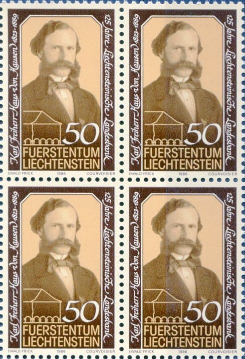 (1986) MiNr. 902 ** - 4-bl - Lichtenštejnsko - 125 let Liechtensteinische Landesbank