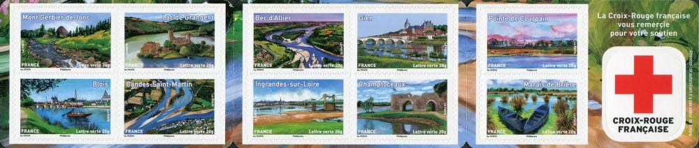 (2013) MiNr. 5583 - 5592 ** - Francie - Sada - Červený kříž: Malé potoky ústí do velké řeky - Loire