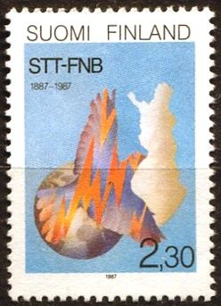 (1987) MiNr. 1034 ** - Finsko - 100. Finská tisková agentura (STT / FNB)