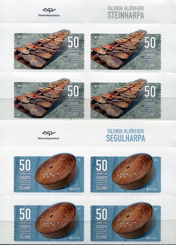 (2014) MiNr. 1424 - 1425 ** - Island - Europa: Nástroje lidové hudby