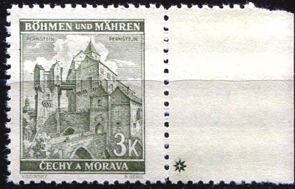 Protektorát Čechy a Morava (1941) č. 61 ** - B.u.M. - Krajiny, hrady, města - Pernštejn - d.z. +