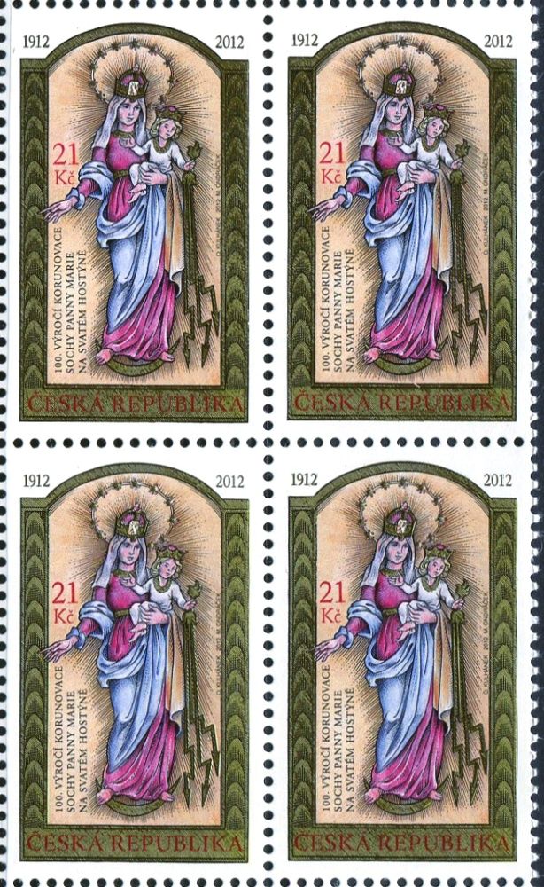Česká pošta (2012) č. 725 ** - Česká republika - 4-bl - 100. výročí korunovace sochy Panny Marie na Svatém ...