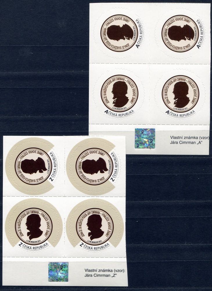 (2014) č. 829 - 830 ** - Česká republika - Vlastní známky kruhové "A" a "Z"  (vzor - samolepící)