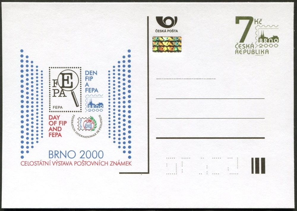 (2000) CDV 55 ** - Celostátní výstava poštovních známek - Brno -Den FIP a FEPA 