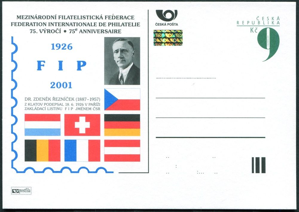 Česká pošta (2001) CDV 64 ** - P 74 - 75. výročí FIP