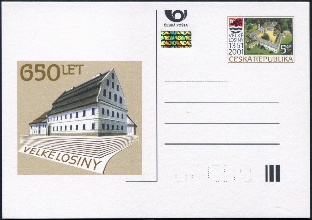 Česká pošta (2001) CDV 67 ** - Velké Losiny - 650. výročí založení