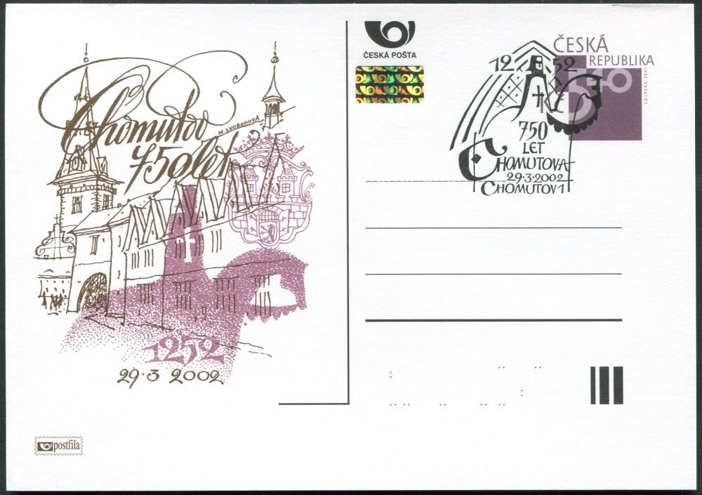 Česká pošta (2002) CDV 63 O - P 77 - Chomutov 750 let - razítko