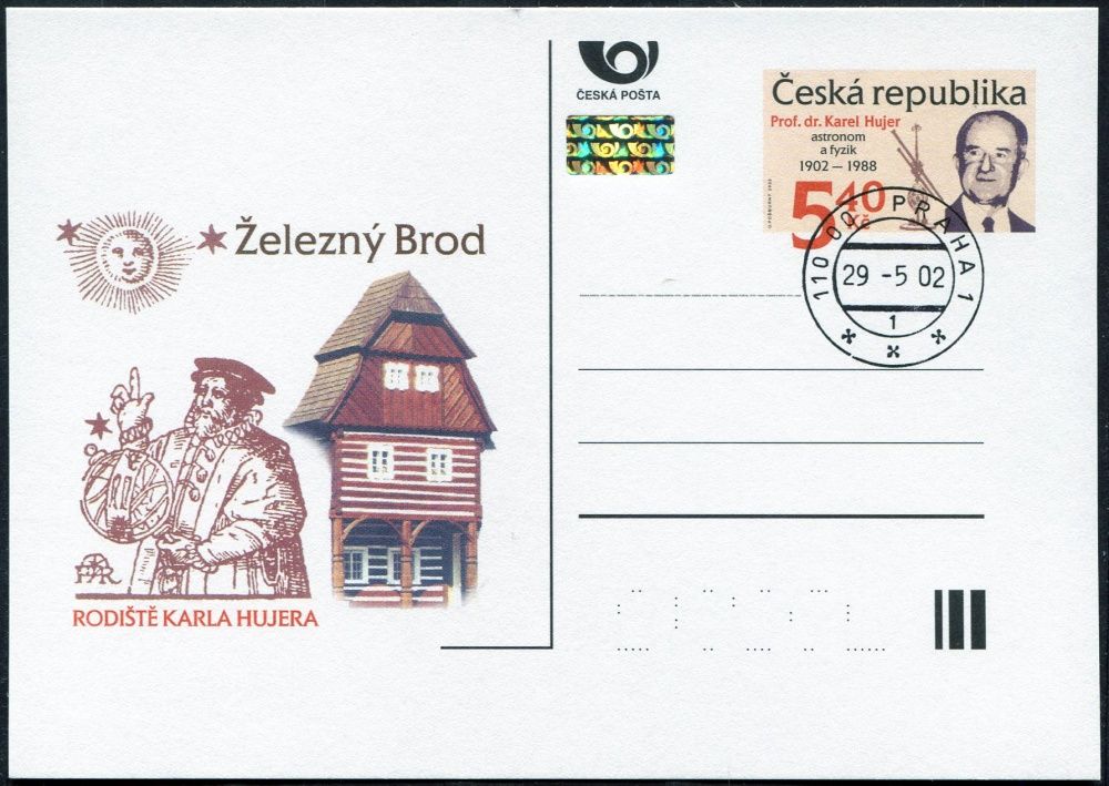 Česká pošta (2002) CDV 71 O - Karel Hujer - 100. výročí narození - razítko