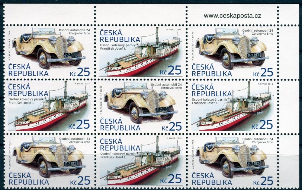 Česká pošta (2014) č. 810 - 811 **, 9-bl - Česká republika - Historické dopravní prostředky