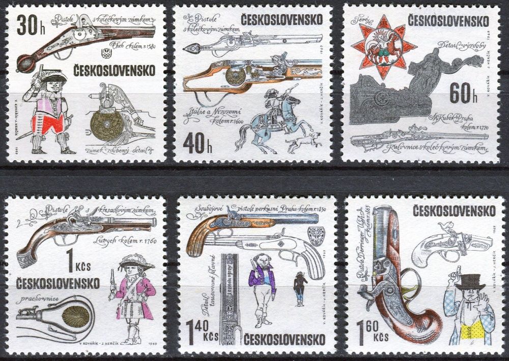 Českosloveská pošta (1969) č. 1744 - 1749 ** - Československo - Historické palné zbraně