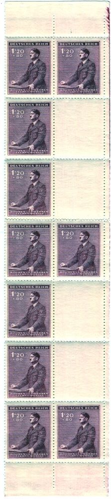 (1942) č. 76 ** - B.ü.M. - 53. narozeniny A. Hitlera - pás -10 známek + 4 K