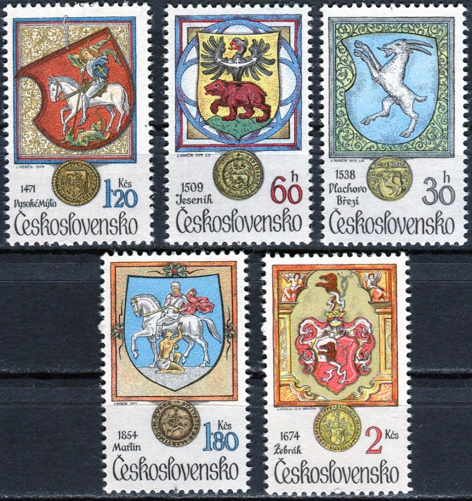 (1979) č. 2378 - 2382 ** - ČSSR - Zvířena v heraldice - městská privilegia