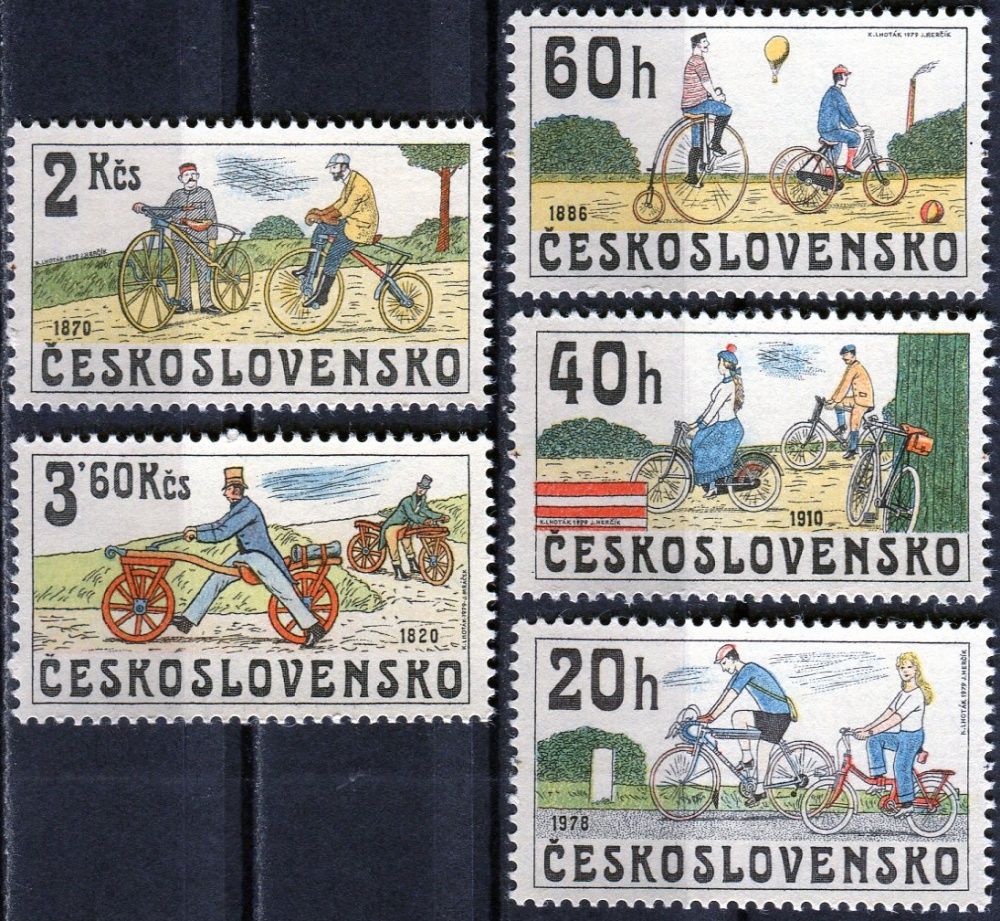 Českosloveská pošta (1979) č. 2393 - 2397 ** - Československo - Historická jízdní kola