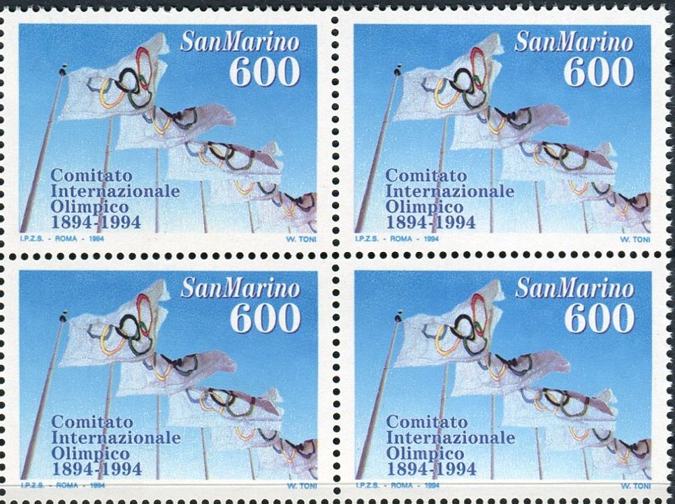 (1994) MiNr. 1568 ** - San Marino - 4-bl - 100 let Mezinárodní olympijský výbor (MOV)