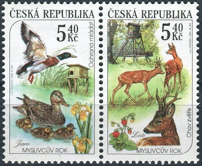 Česká pošta (2000) č. 271 - 272 ** - 2-bl - Česká republika - Myslivost v ročních obdobích (1)
