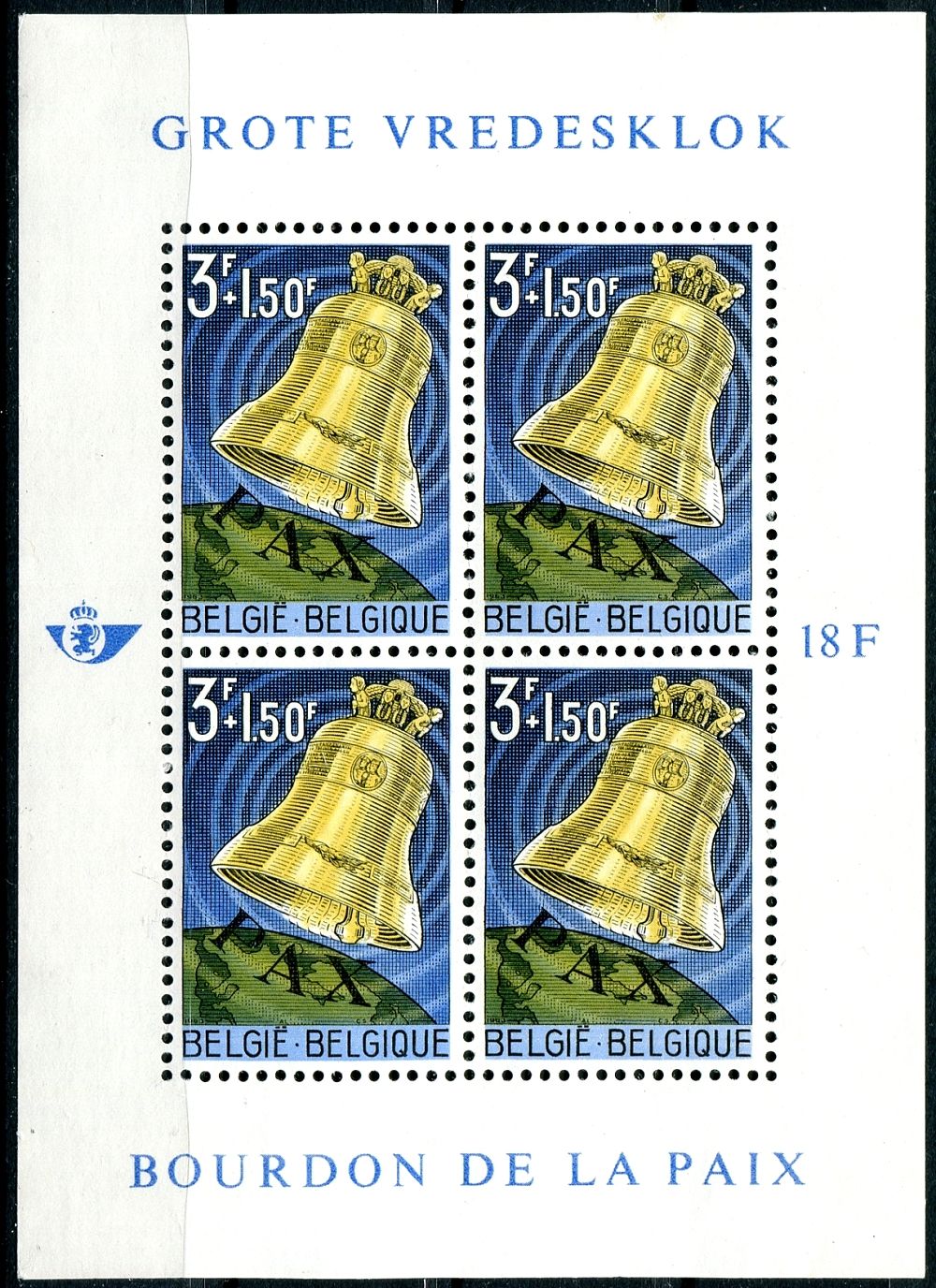 (1963) MiNr. 1302 ** - Belgie - BLOCK 28 - Mírový zvon 