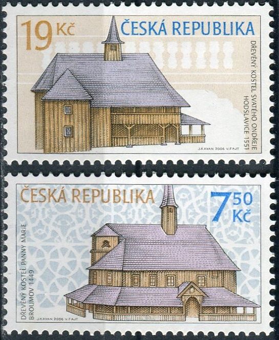 Česká pošta (2006) č. 490 - 491 ** - Česká republika - Dřevěné kostelíky