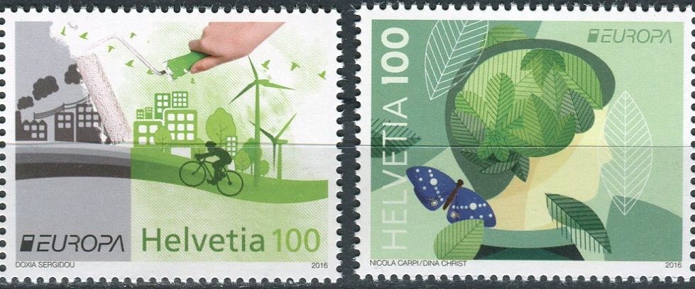 (2016) MiNr. 2452 - 2453 ** 100+100 C - Švýcarsko - Europa: Šetrnost vůči životnímu ...