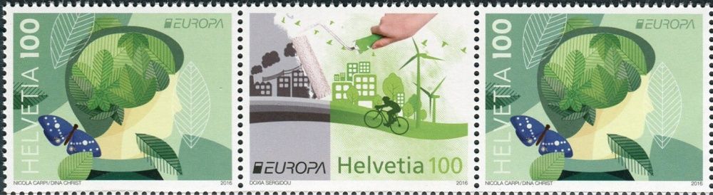 (2016) MiNr. 2452 - 2453 ** 3 x 100 C - Švýcarsko -  Europa: Šetrnost vůči životnímu prostředí 