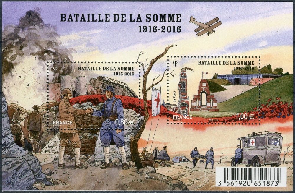(2016) MiNr. 6485 - 6486 ** - Francie - BLOCK 333 - 100. výročí bitvy na Sommě