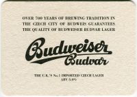 České Budějovice - Budvar - Discover original Budweiser Budwar - export Velká Británie