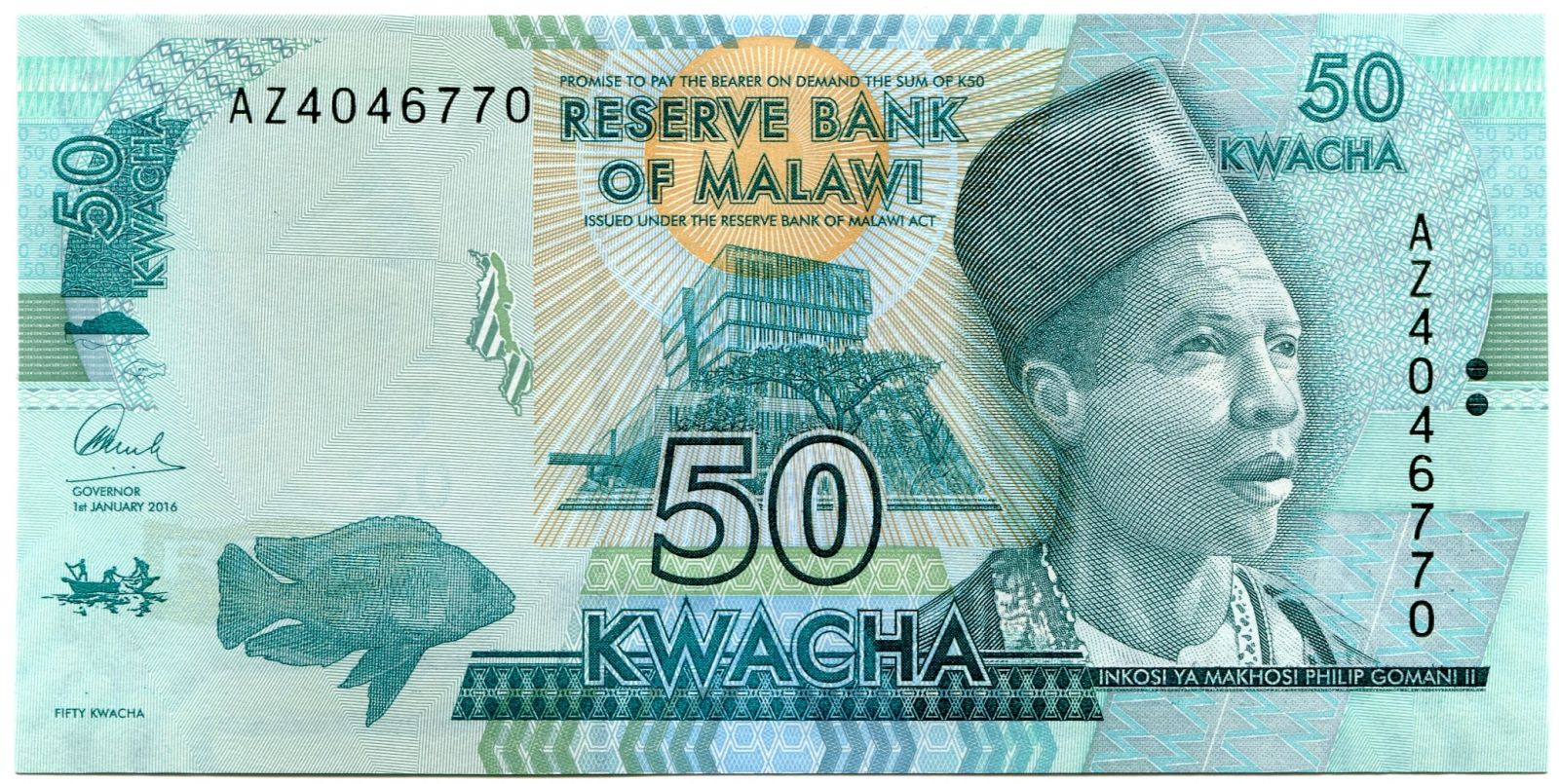 Malawi - (P 64c) 50 KWACHA (2016) - UNC