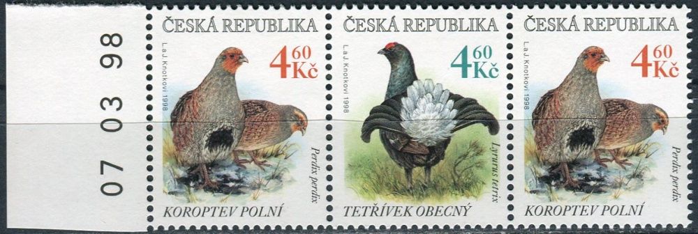 (1998) č. 179-180  ** - 3-bl - Česká republika - polní ptactvo - datum tisku