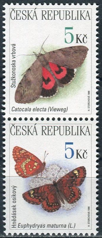 Česká republika (1999) č. 211-212 **, sp (4) - ČR - Ochrana přírody motýli
