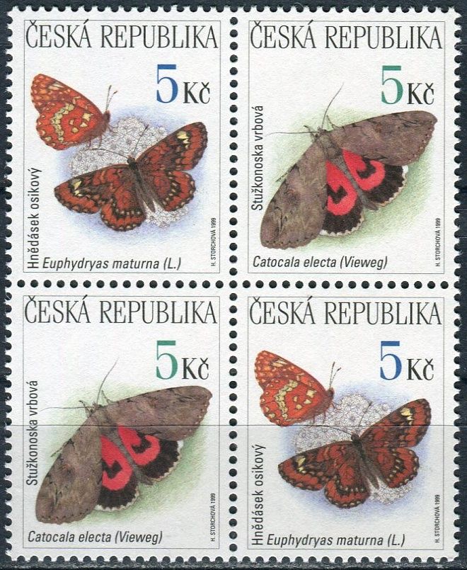 (1999) č. 211-212 ** - ČR - 4-bl - Ochrana přírody motýli 