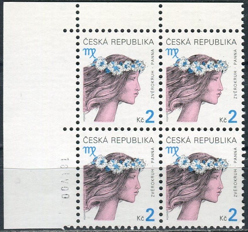 Česká pošta (2000) č. 258 ** - Česká republika - 4-bl - Znamení zvěrokruhu - Panna - D.T.