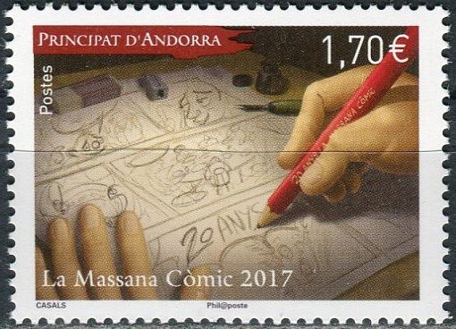 (2017) MiNr. 816 ** - Andora (Fr.) - 20 let komiksový salón, La Massana