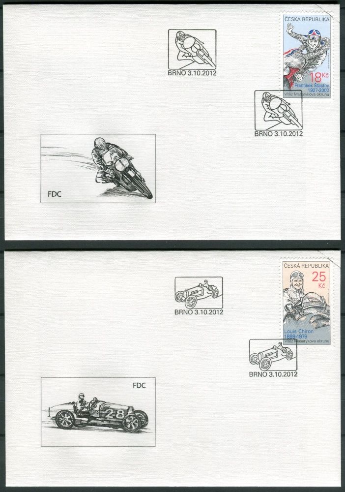 (2012) FDC 743 - 744 - Legendy Masarykova okruhu v Brně (2)