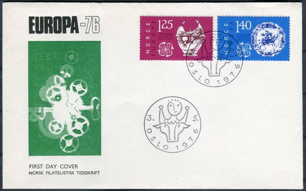 (1976) FDC - MiNr. 724 - 725 - Norsko - Europa: umění a řemesla - Europa: umění a řemesla - zelený obrázek