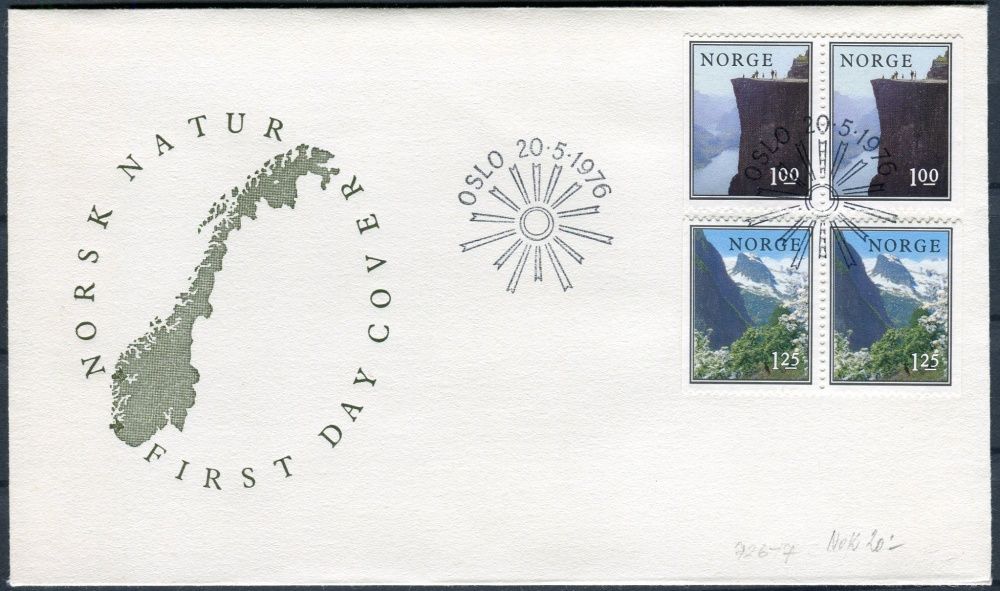 (1976) FDC - MiNr. 726 - 727 - Norsko - Norská krajina