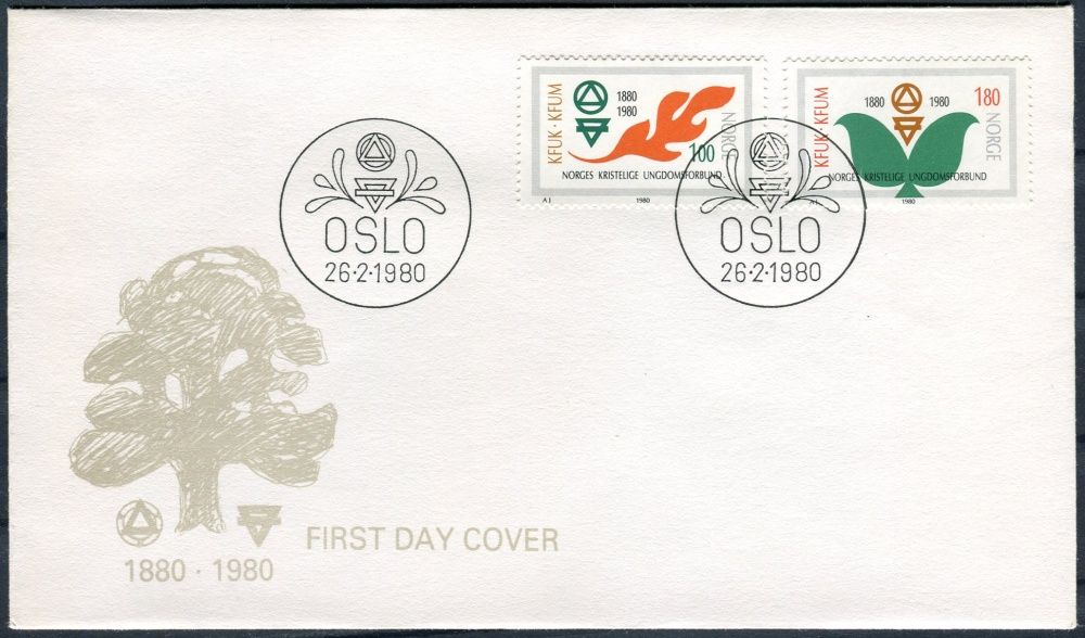 (1980) FDC - MiNr. 809 - 810 - Norsko - 100 let norské křesťanské ligy