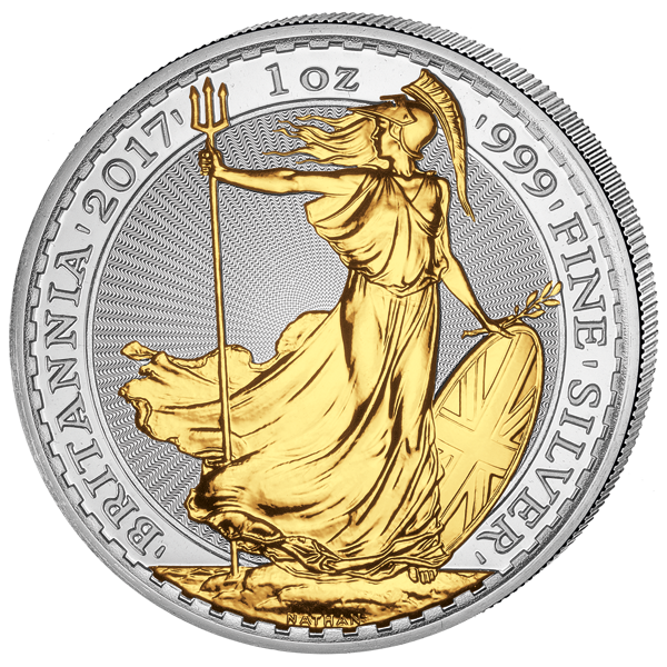 (2017) Velká Británie - 2 £ - Britania (proof) stříbrná se zlacením
