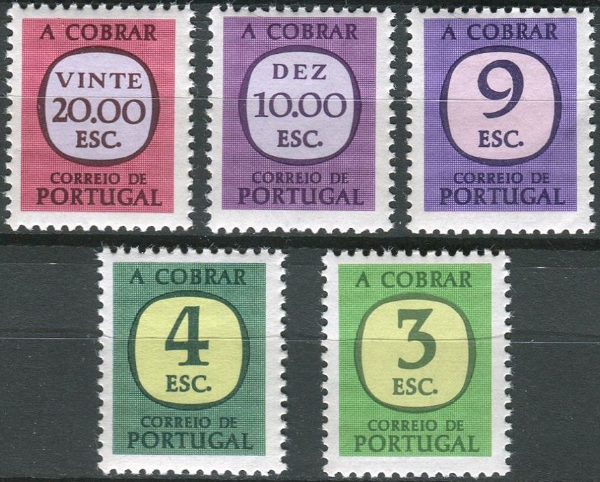 (1975) MiNr. 80 - 84 ** - Portugalsko - Portomarken - čísla v zaobleném čtverci