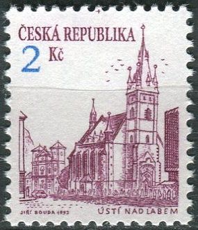 (1993) č. 13a ** - ČR - Městská architektura (výplatní známky) - tm. fialová