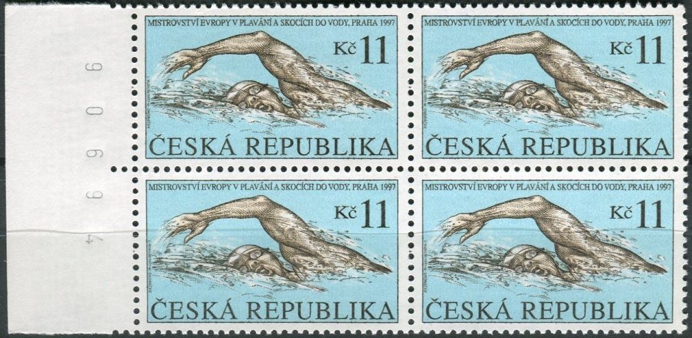 Česká pošta (1997) č. 152 ** - ČR - 4-bl - ME v plavání a skocích do vody - číslo archu