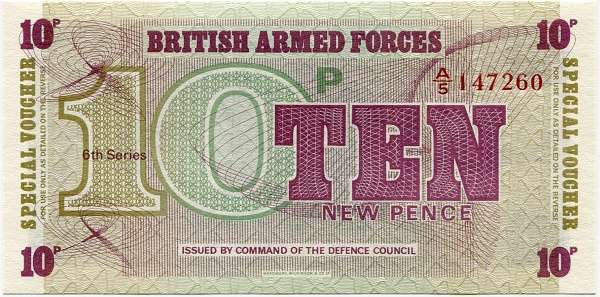 Velká Británie - (PM48) armádní bankovka 10 PENCI (1972) - UNC