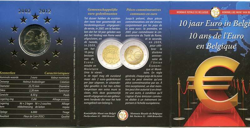(2012) 2€ - Belgie - 10. výročí Eura