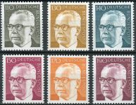 (1972) MiNr. 727 - 732 ** - Německo - Spolkový prezident Gustav Heinemann (III)