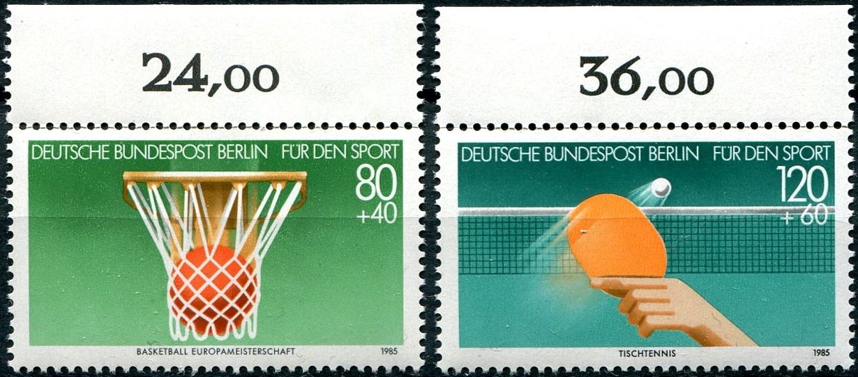 (1985) MiNr. 732 - 733 ** - Berlín - západní - basketbal, stolní tenis