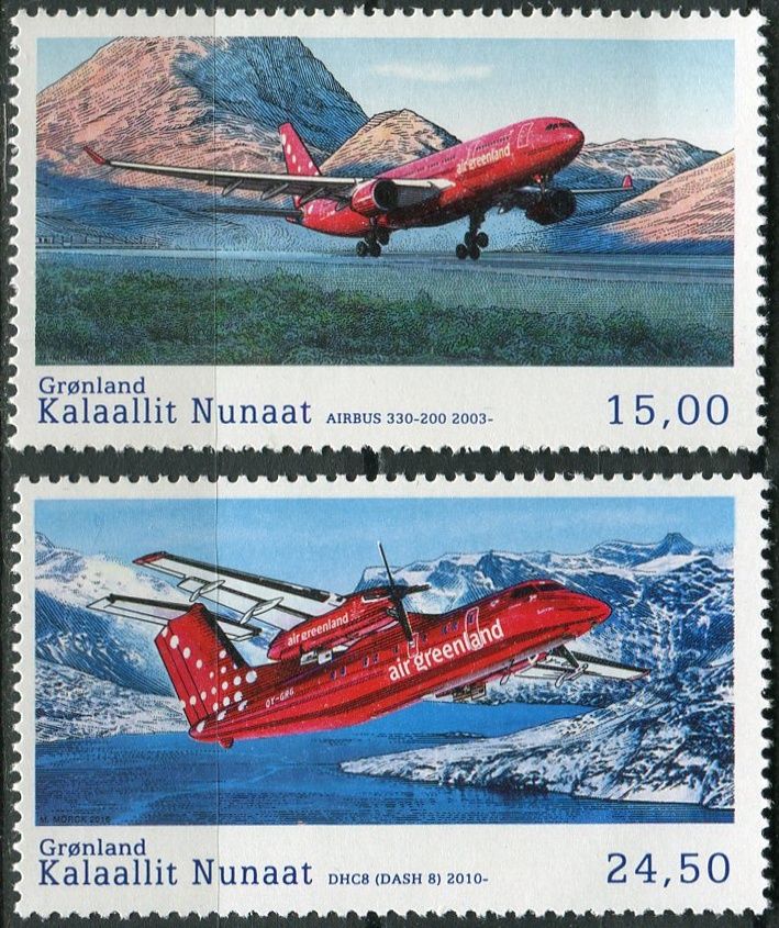 (2016) MiNr. 726 - 727 ** - Grónsko - Historie grónského civilního letectví (VI)