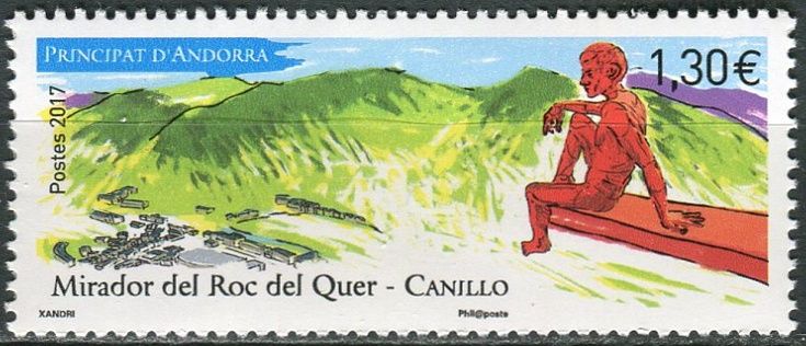 (2017) MiNr. 822 ** - Andora (Fr.) - cestovní ruch - Socha Miguela Ángel Gonzáleza na pozorovací palubě Mirador del Roc del Quer, Canillo