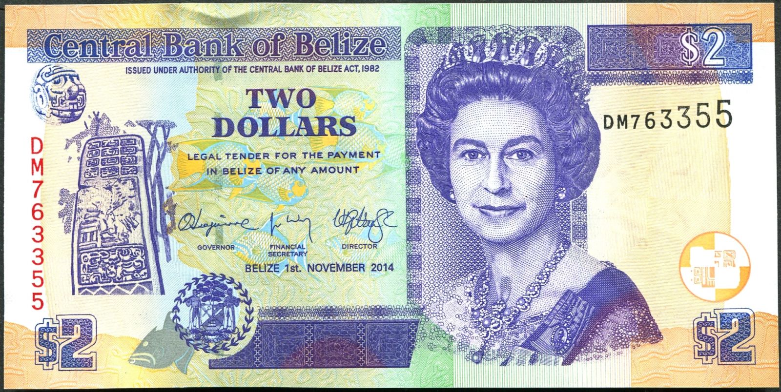 Belize (P 66e) - 2 Dollars (2014) - UNC