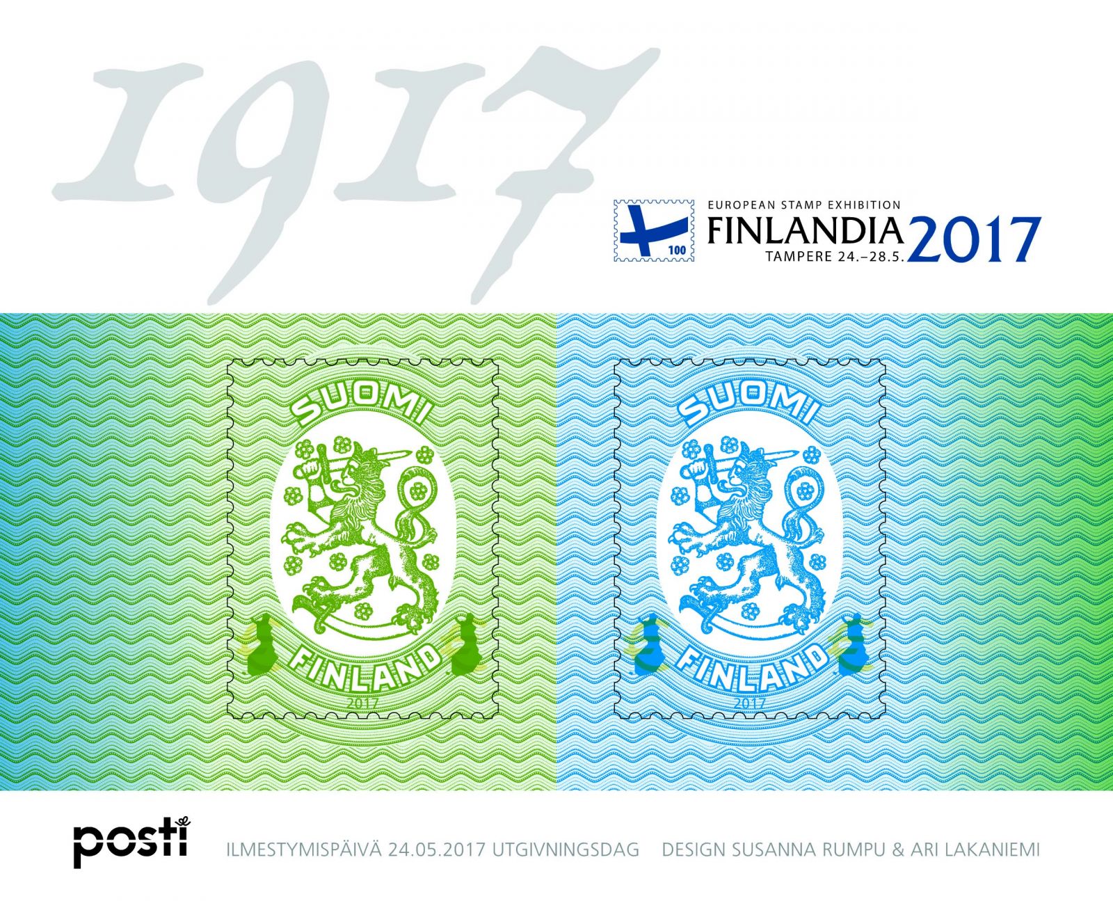 (2017) MiNr. 2517 - 2518 ** - Finsko - BLOCK 94 - 100. výročí vydání razítka "Finský erb" - Mezinárodní výstava poštovních známek FINLANDIA 2017, Tampere