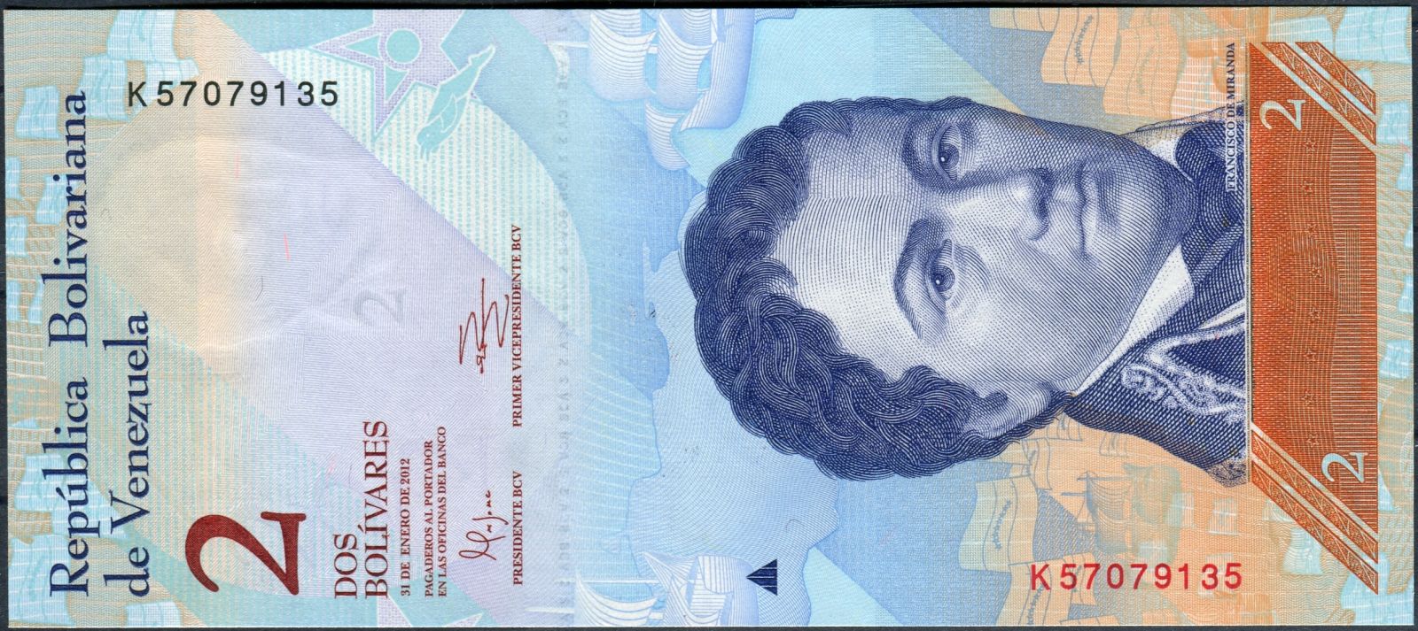 Venezuela (P 88 d) - 2 bolivares (31.1.2012) - UNC