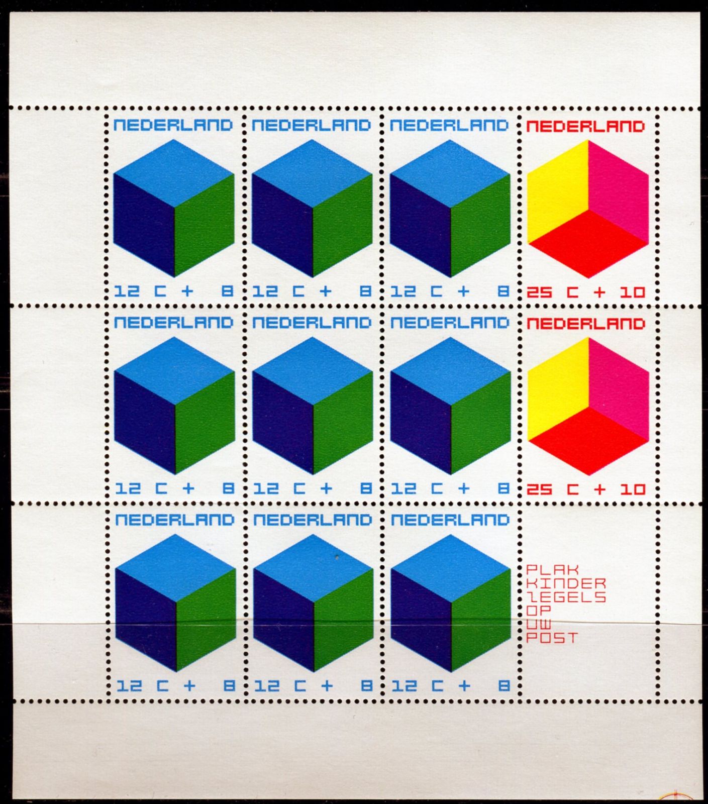 Nederland post (1970) MiNr. 951 - 955 ** - Nizozemsko - BLOCK 9 - "Mít dítě": barevné kostky